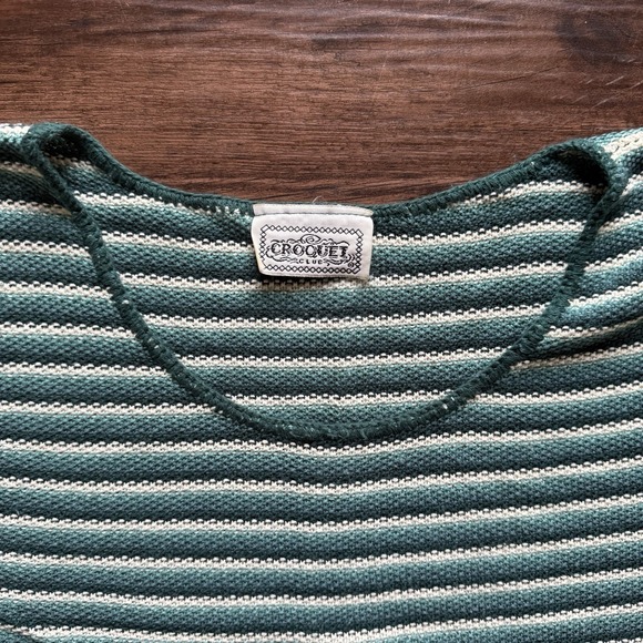 Vintage 90s Retro Croquet Club Size S/M Multi-Stripe Knit Tee Coastal Top - Picture 4 of 5